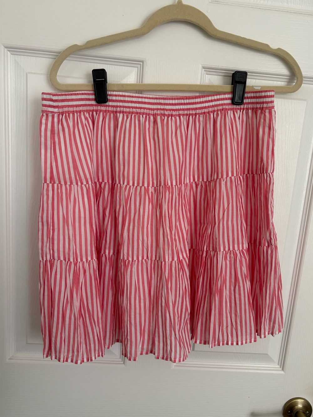 Michael Kors Pink and White Striped Tiered Mini Skirt - Picture 2 of 3